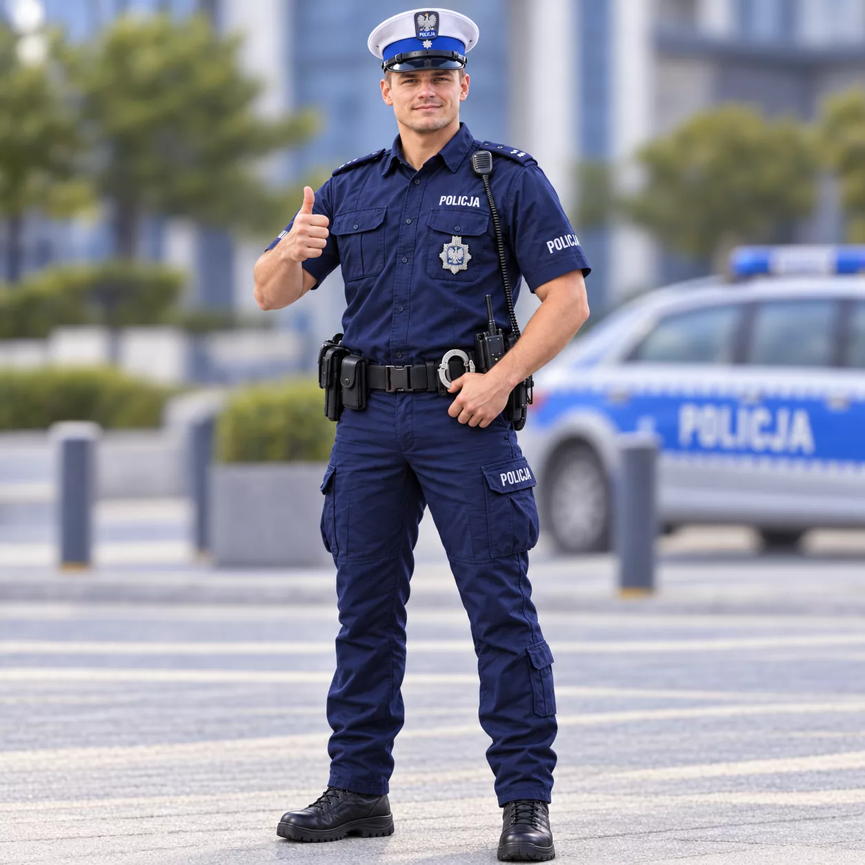 Sierżant Sokół pokazuje uniesiony kciuk